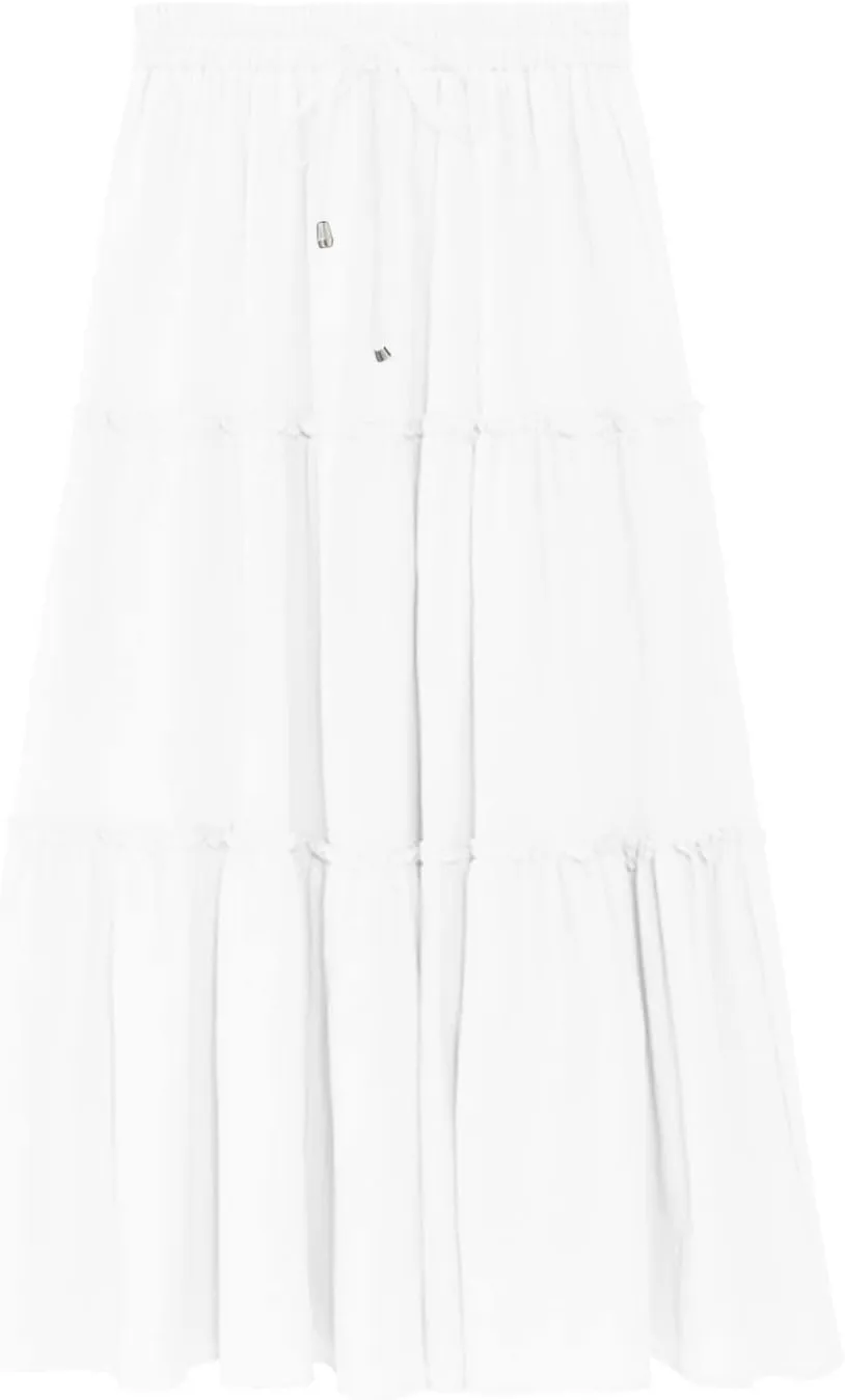 Summer Dresses for Women 2025 Vacation Womens Solid Elastic Long Skirts High Waist Pleated A Line Tiered Maxi Skirt
