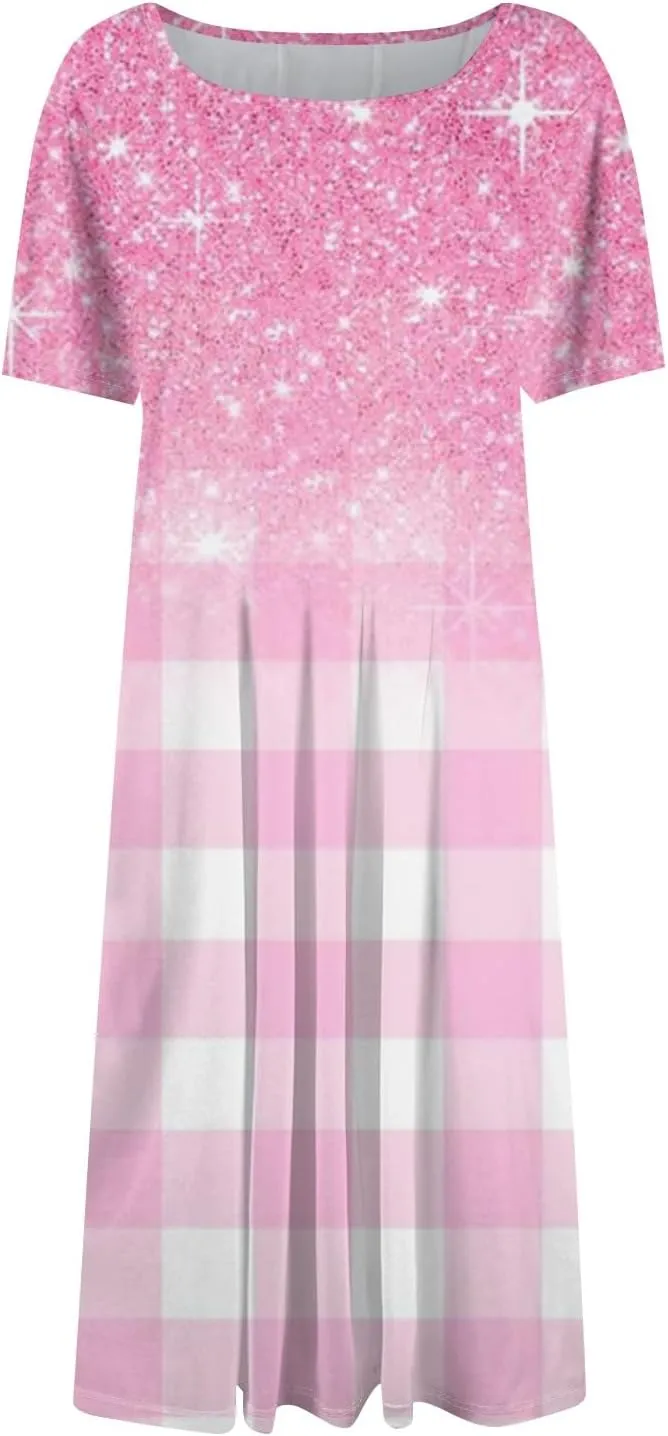Summer Dresses Women Midi Dresses for Women Summer Short Sleeve Dresses Women Casual Spring Loose Fit Cute