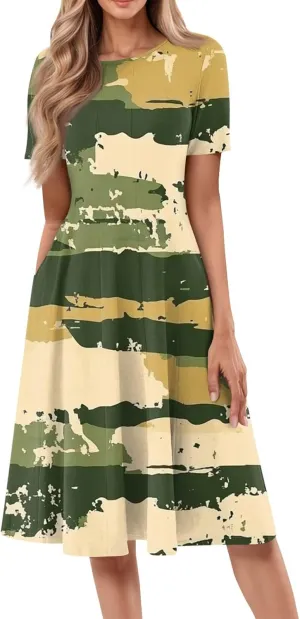 Summer Dresses Women Midi Dresses for Women Summer Short Sleeve Dresses Women Casual Spring Loose Fit Cute