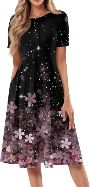 Summer Dresses Women Midi Dresses for Women Summer Short Sleeve Dresses Women Casual Spring Loose Fit Cute