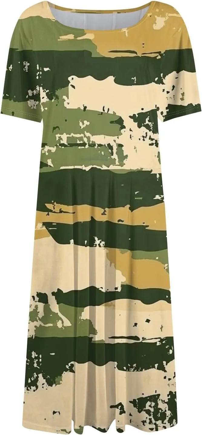 Summer Dresses Women Midi Dresses for Women Summer Short Sleeve Dresses Women Casual Spring Loose Fit Cute