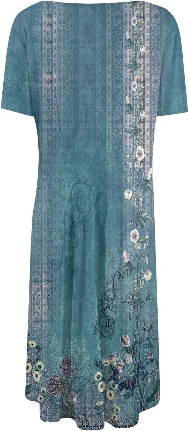 Summer Dresses Women Midi Dresses for Women Summer Short Sleeve Dresses Women Casual Spring Loose Fit Cute