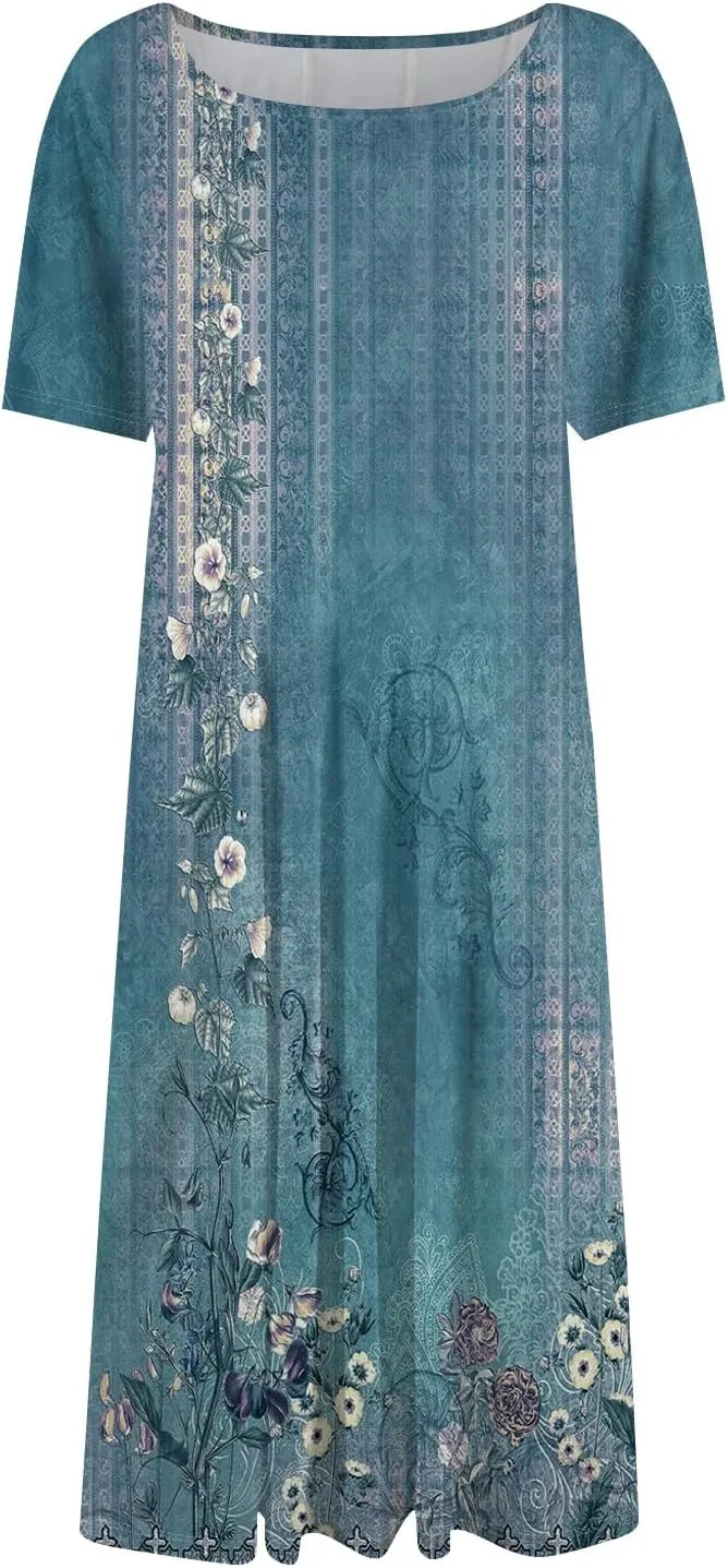Summer Dresses Women Midi Dresses for Women Summer Short Sleeve Dresses Women Casual Spring Loose Fit Cute