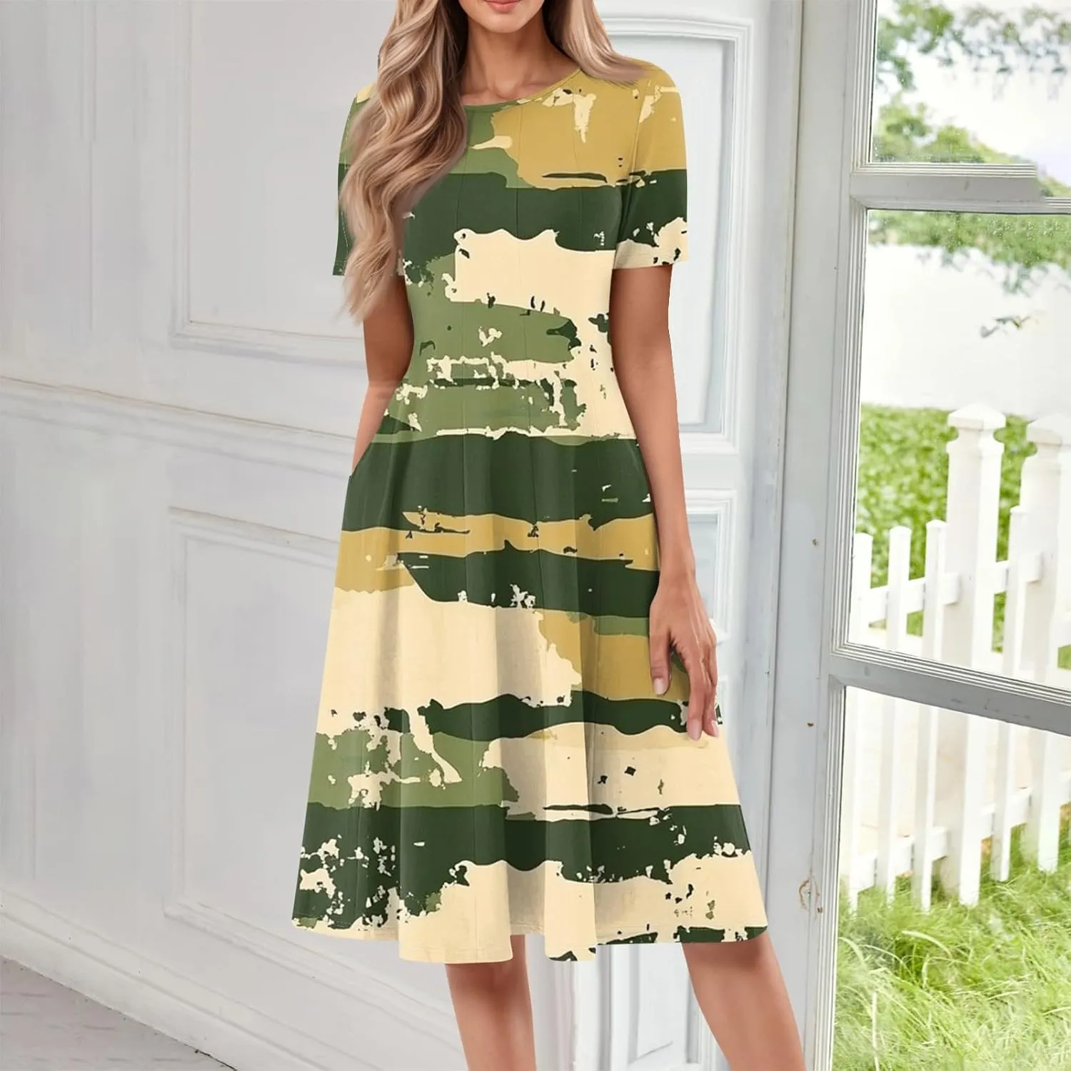 Summer Dresses Women Midi Dresses for Women Summer Short Sleeve Dresses Women Casual Spring Loose Fit Cute