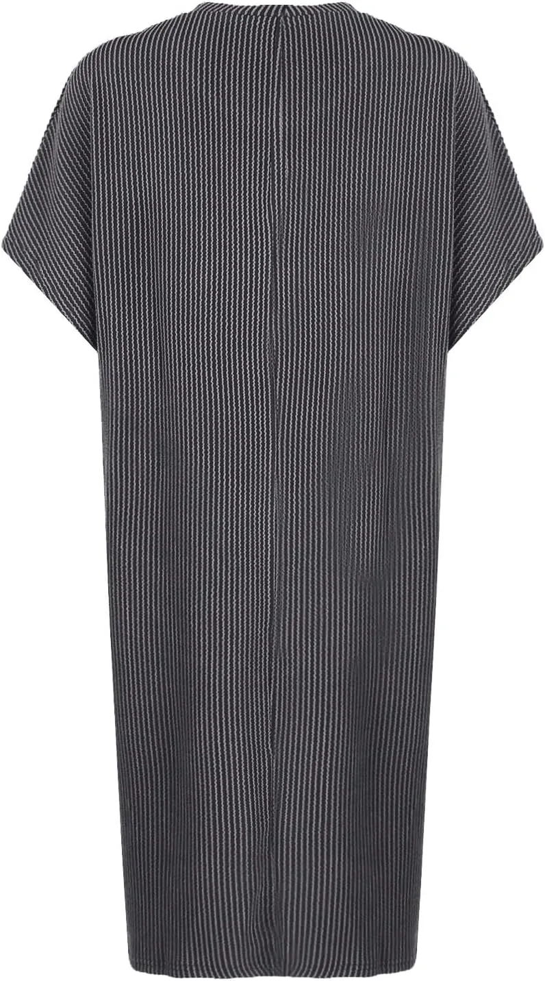Summer Tshirt Dress Women Trendy Short Sleeve Loose Shift Dresses Casual Striped Textured Ribbed Mini T Shirt Dresses