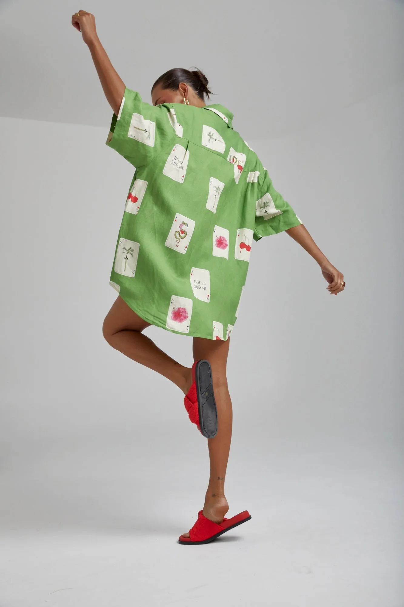 SUMMI SUMMI Womens Linen Big Shirt - House Of Summi Tarragon