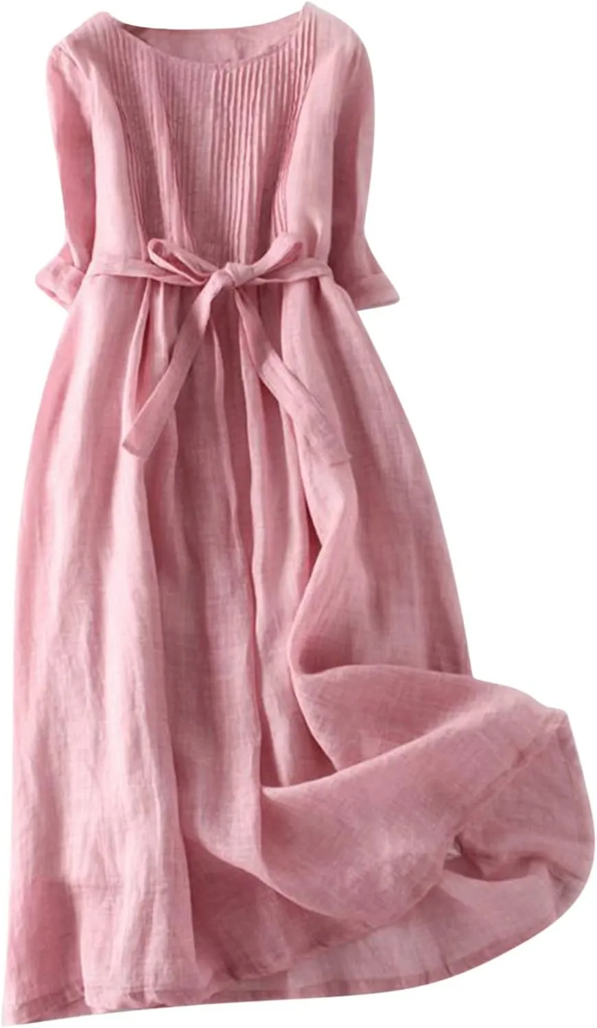 Sundresses for Women 2025 Crew Neck 3/4 Sleeve Summer Midi Dresses Tropical Holiday Beach Vacation Smocked Dress