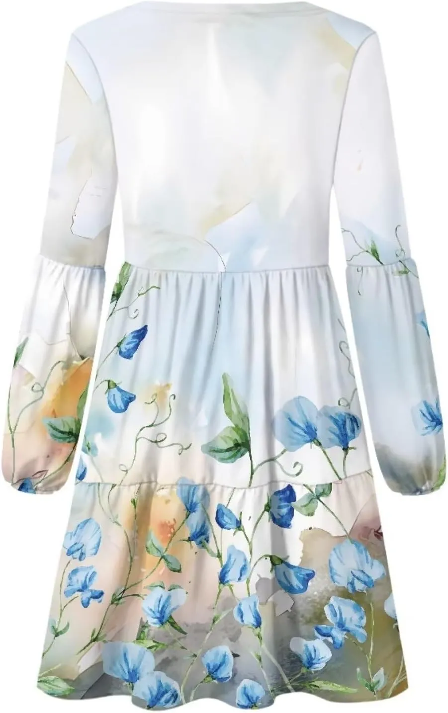 Suobstales Women Summer Tunic Dress V Neck Casual Loose Flowy Swing Shift Dresses Plus Size S-4XL