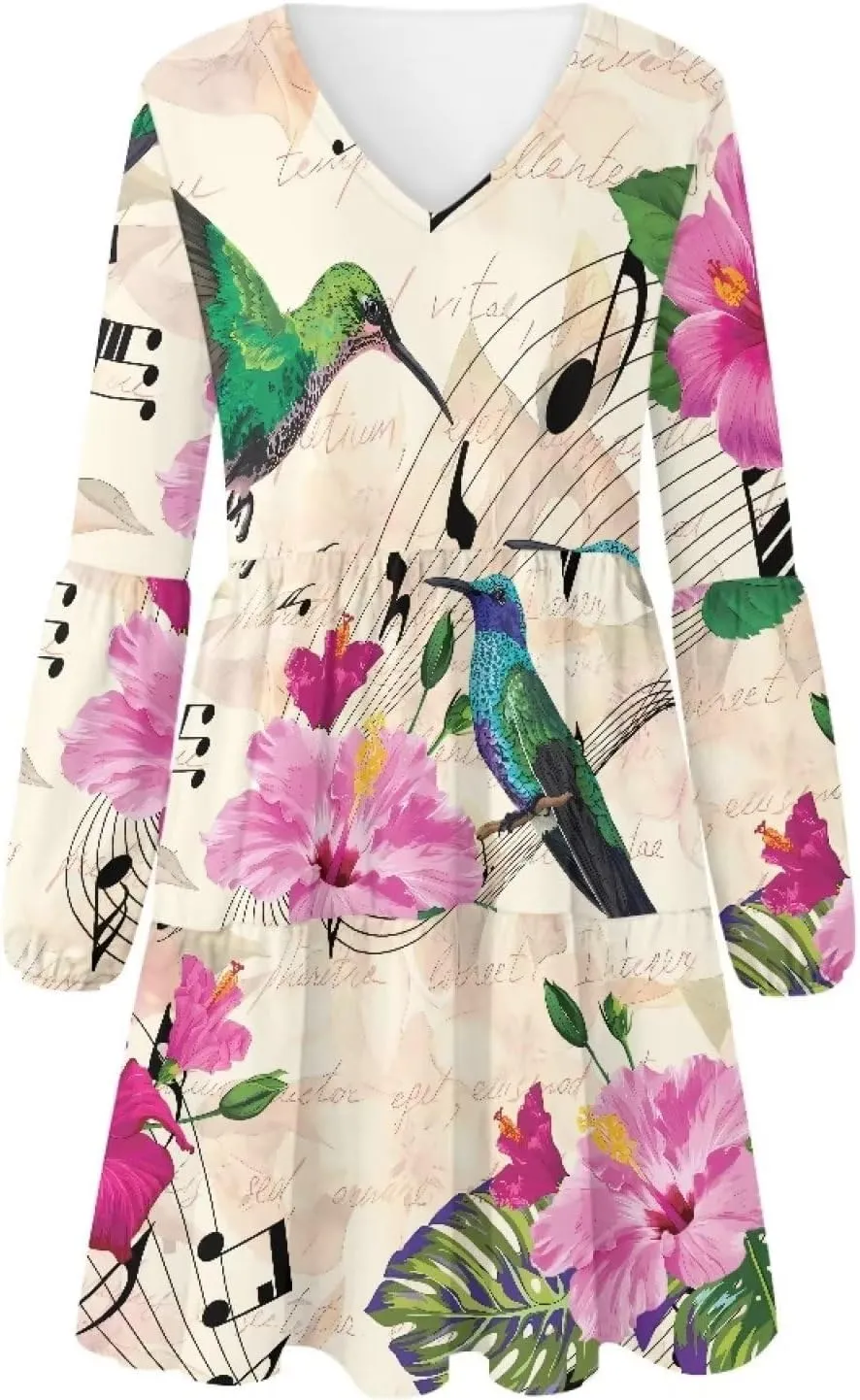 Suobstales Women Summer Tunic Dress V Neck Casual Loose Flowy Swing Shift Dresses Plus Size S-4XL