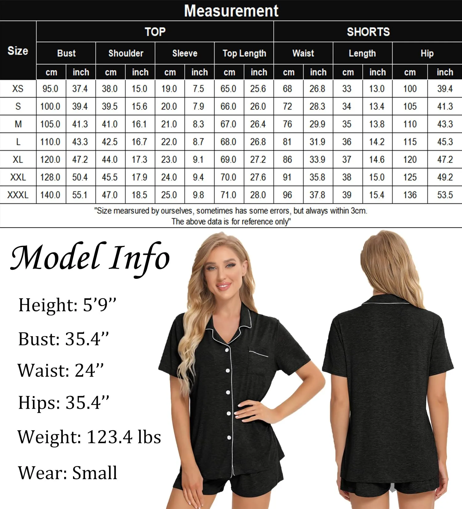 SWOMOG Womens Button Down Pajamas Set Short Sleeve Sleepwear Bride Soft Pj Lounge Sets XS-3XL