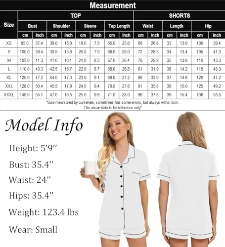 SWOMOG Womens Button Down Pajamas Set Short Sleeve Sleepwear Bride Soft Pj Lounge Sets XS-3XL
