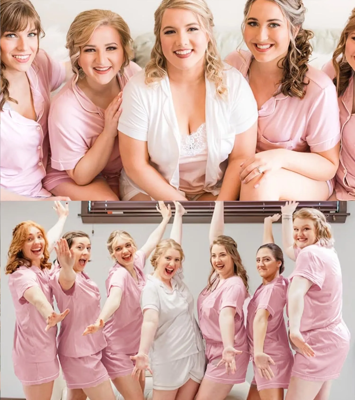 SWOMOG Womens Button Down Pajamas Set Short Sleeve Sleepwear Bride Soft Pj Lounge Sets XS-3XL