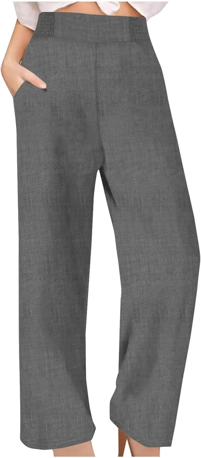 TARIENDY Womens Lightweight Pants Cozy High Waisted Pants Fashion Wide Leg Trousers Summer Casual Trousers Beach Outfits