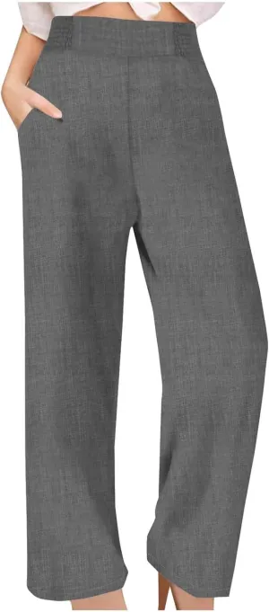 TARIENDY Womens Lightweight Pants Cozy High Waisted Pants Fashion Wide Leg Trousers Summer Casual Trousers Beach Outfits