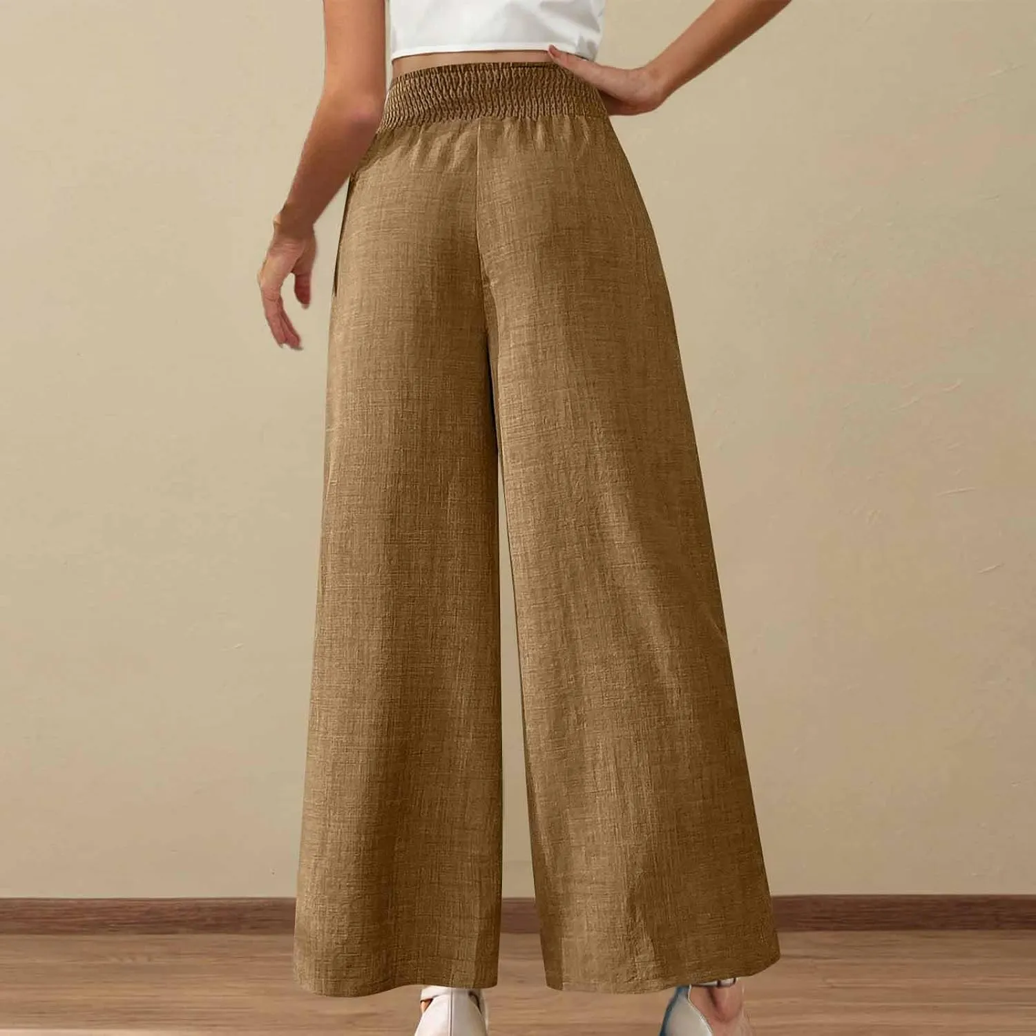 TARIENDY Womens Lightweight Pants Cozy High Waisted Pants Fashion Wide Leg Trousers Summer Casual Trousers Beach Outfits