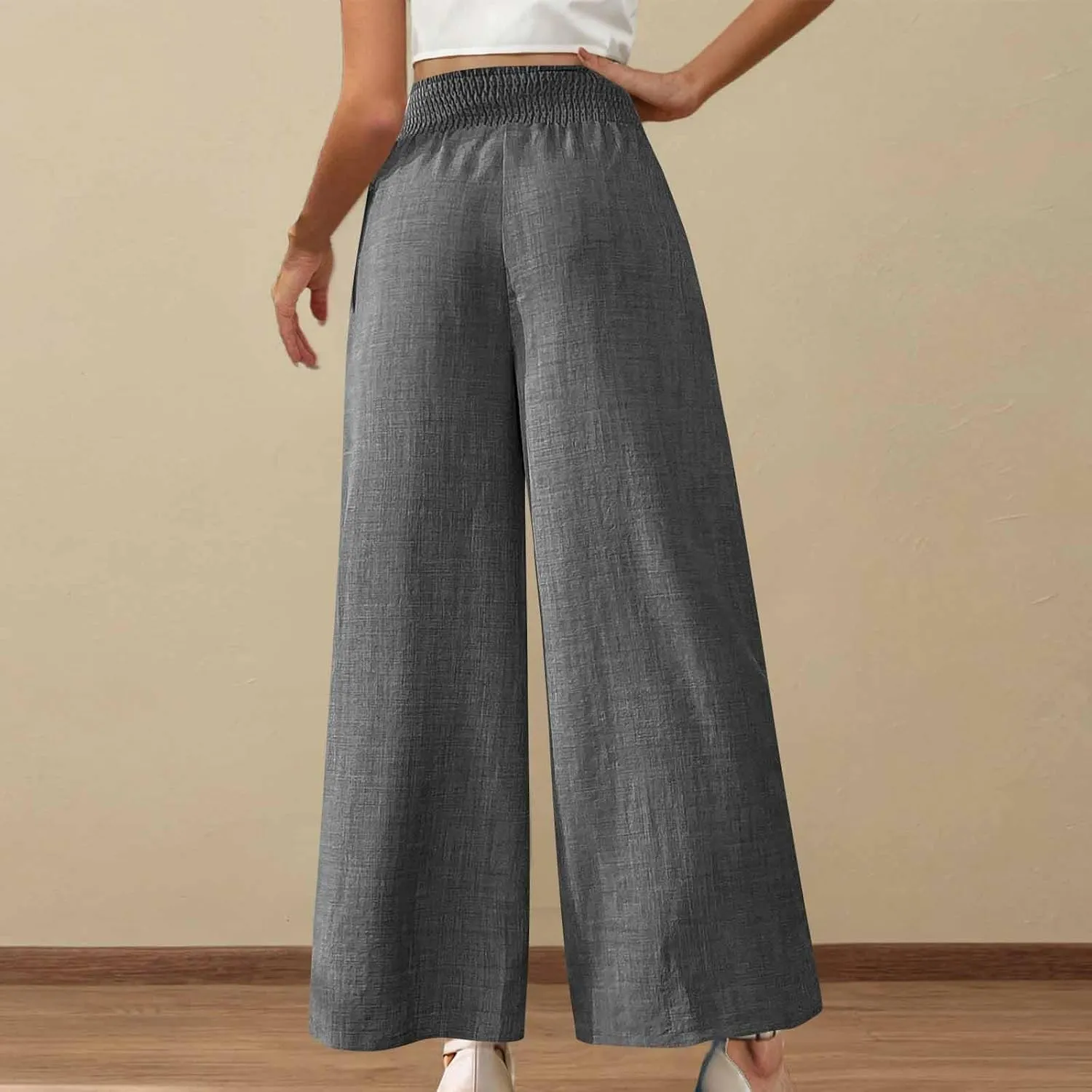 TARIENDY Womens Lightweight Pants Cozy High Waisted Pants Fashion Wide Leg Trousers Summer Casual Trousers Beach Outfits