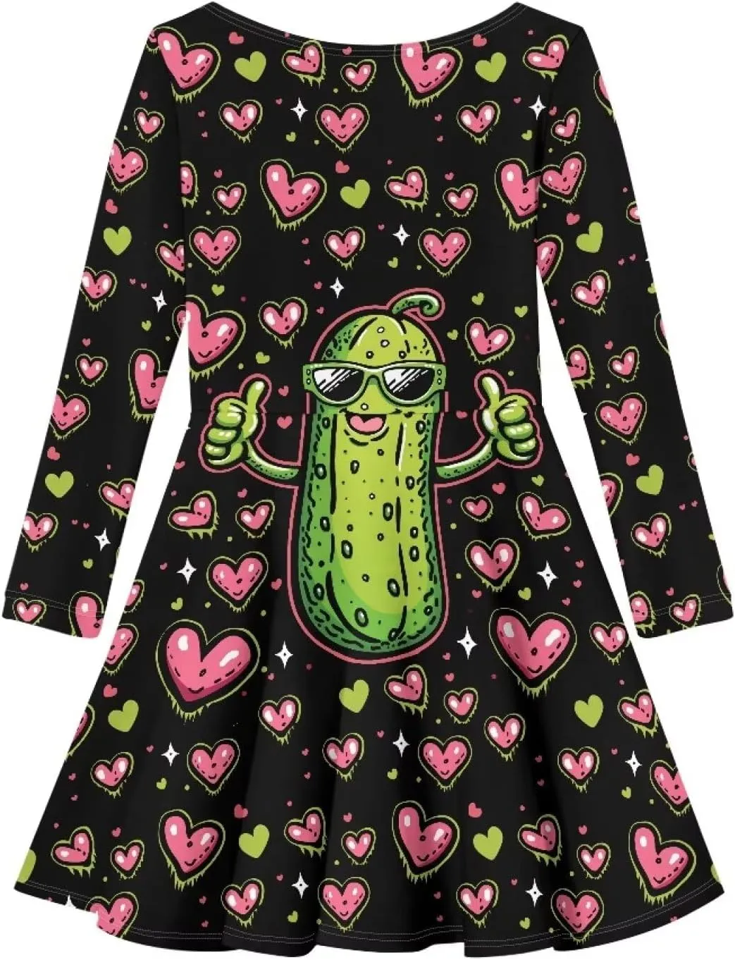 TODIYADDU Girl Dresses Skater Dress for Little Girls Trendy Midi Dresses with Long Sleeves Twirly A-Line Toddler Girl Clothes