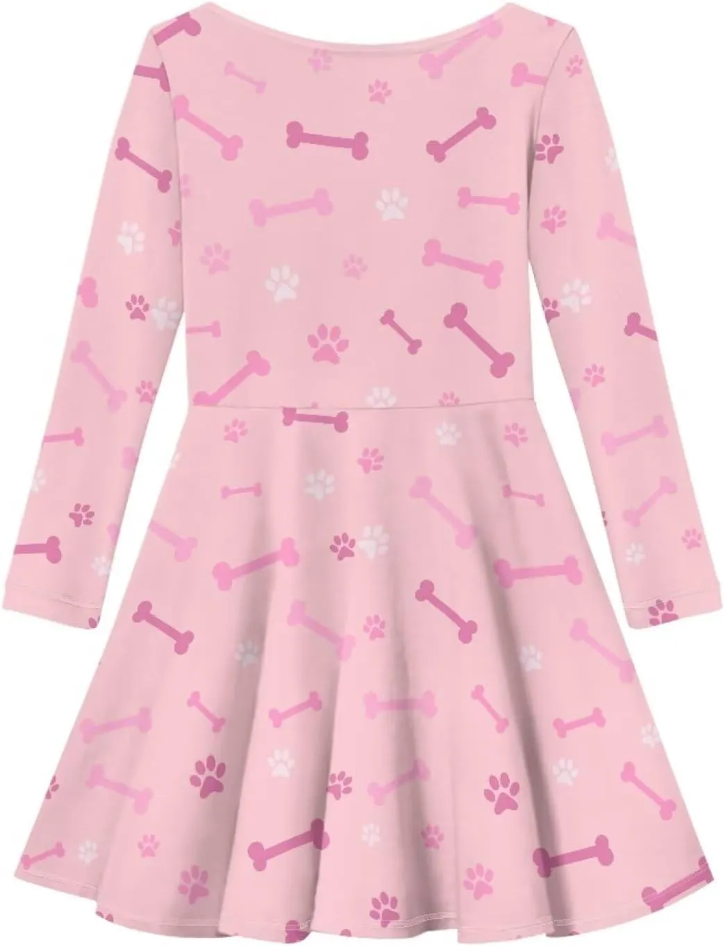 TODIYADDU Girl Dresses Skater Dress for Little Girls Trendy Midi Dresses with Long Sleeves Twirly A-Line Toddler Girl Clothes