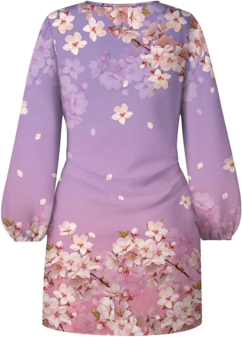 TODIYADDU Womens Casual Fall Dresses Novelty Midi Dresses with Belt Long Lantern Sleeve Crewneck Tie Waist Mini Dress, XL