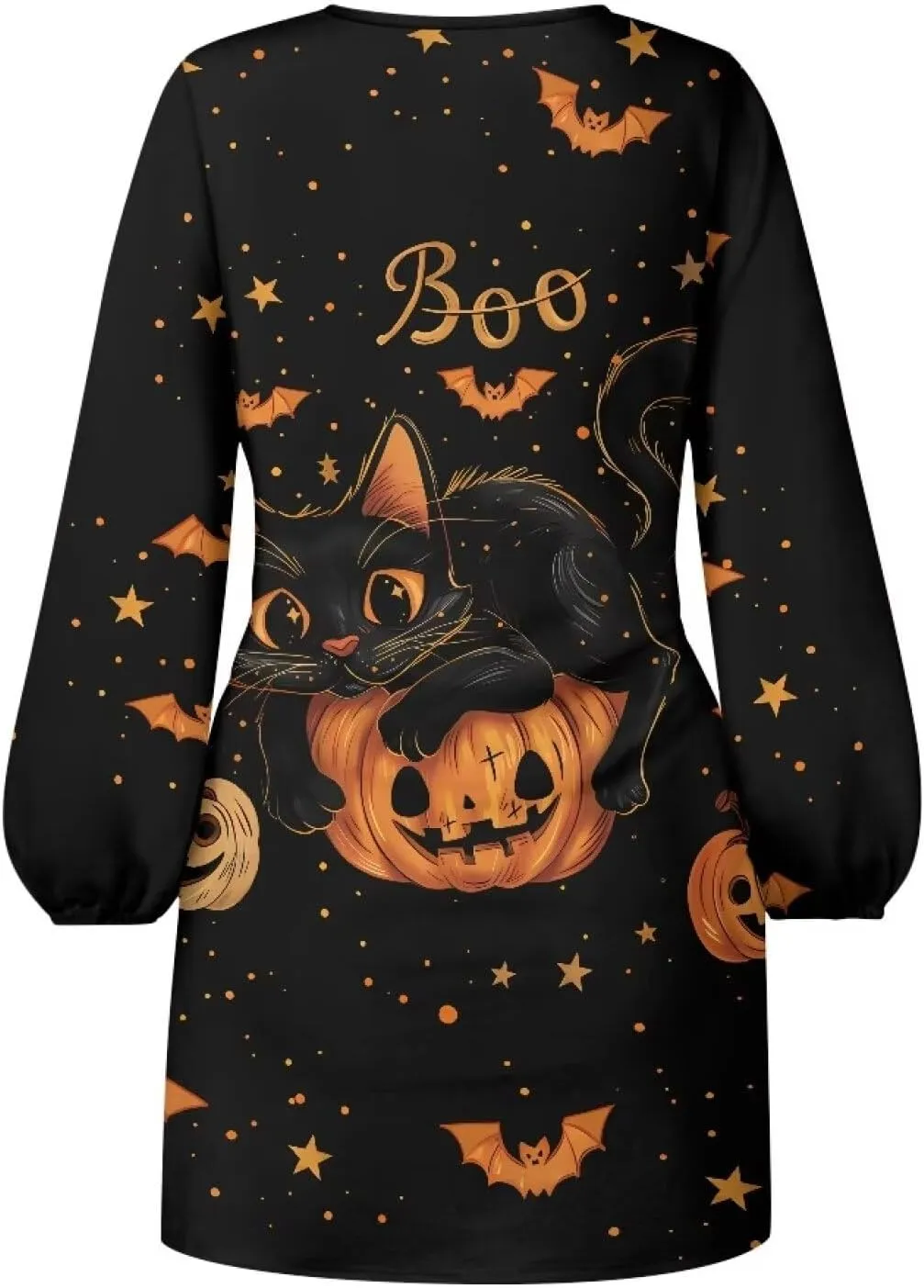TODIYADDU Womens Casual Fall Dresses Novelty Midi Dresses with Belt Long Lantern Sleeve Crewneck Tie Waist Mini Dress, XL