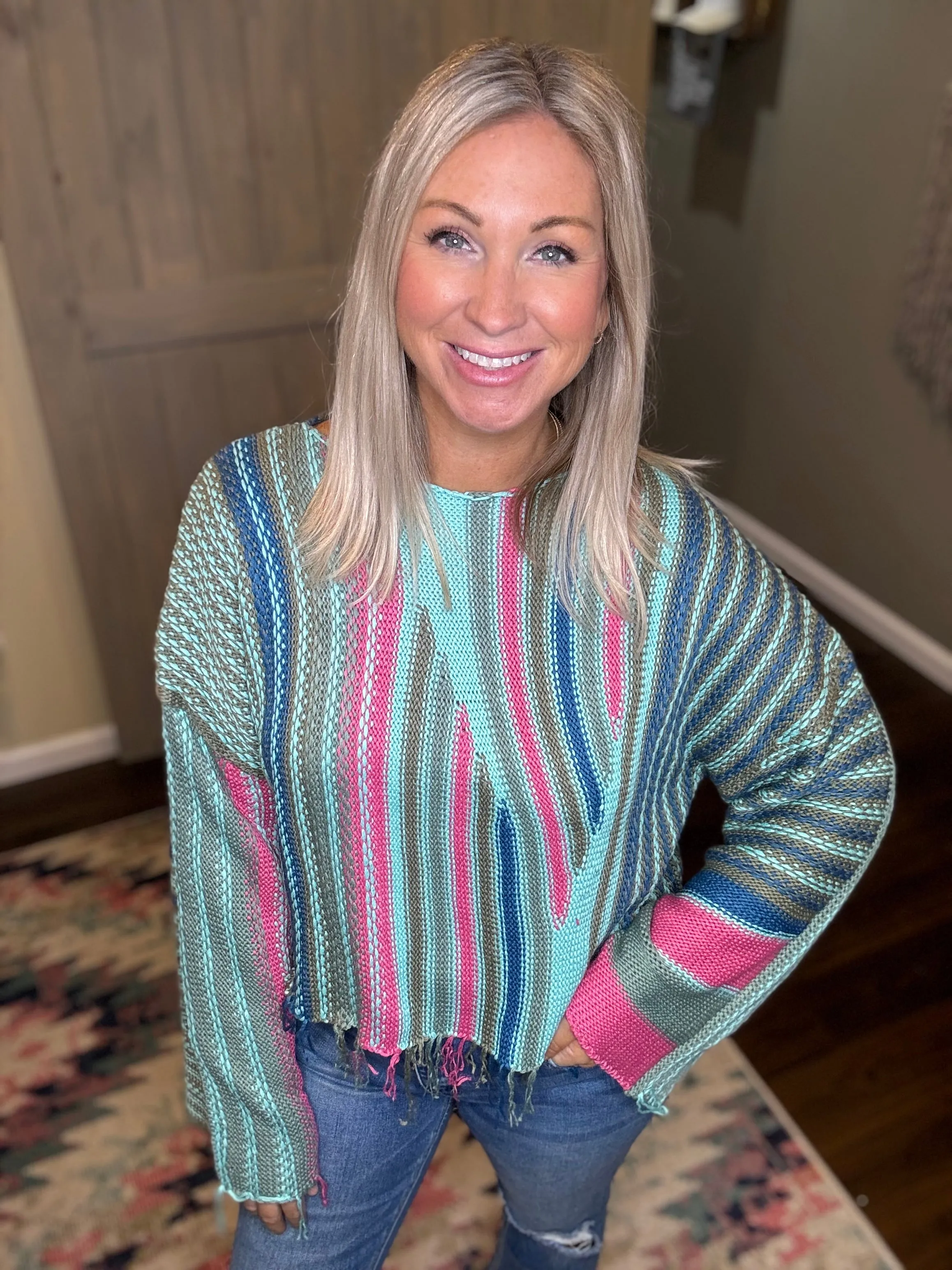 Turquoise Boho Sweater