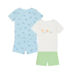 Turtles Ribbed & Little Fish Summer Pajama Set 2 Pack