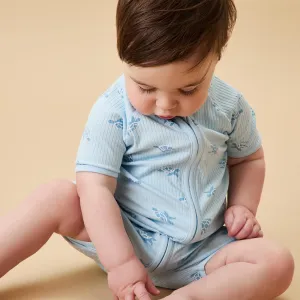 Turtles Ribbed Zip Summer Pajamas