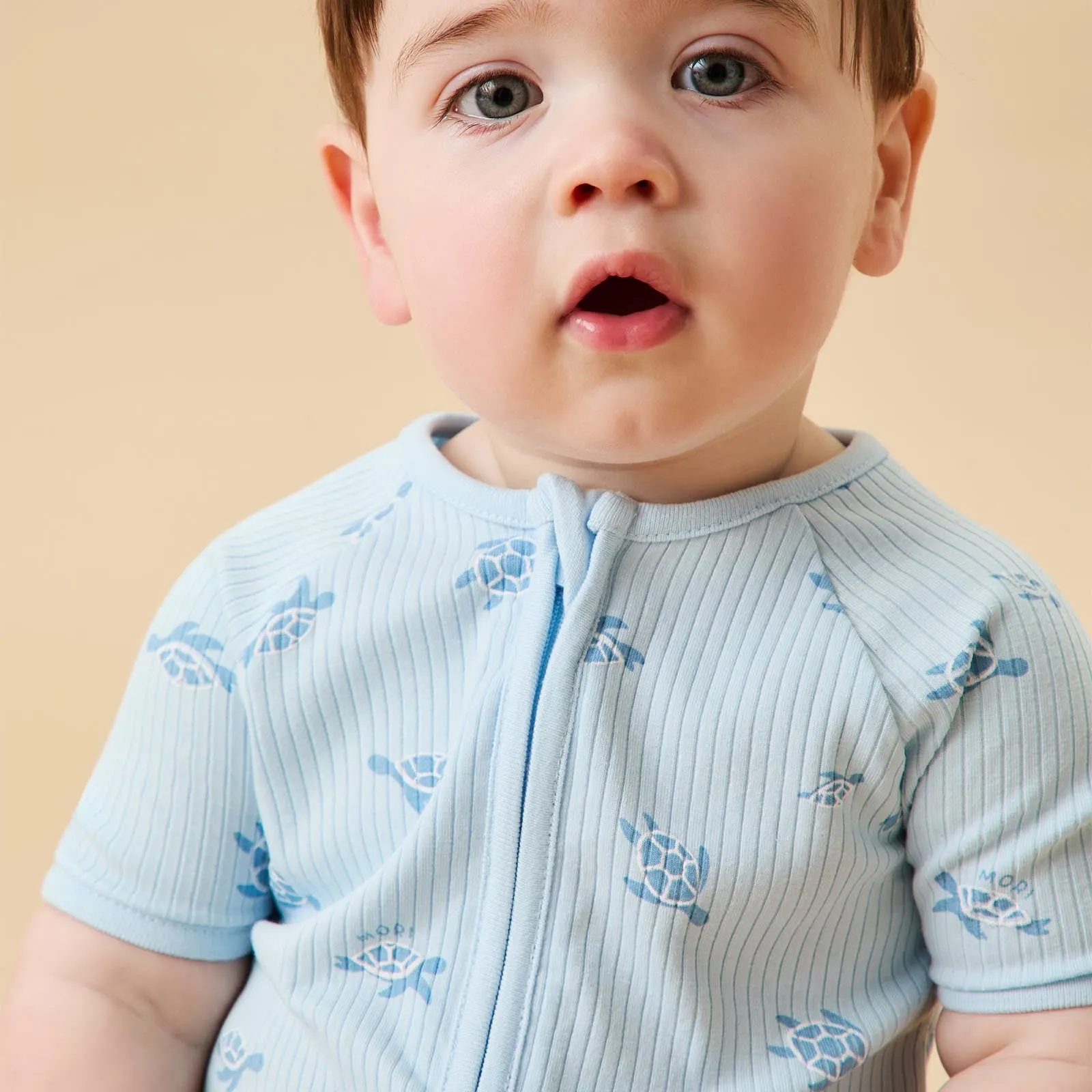 Turtles Ribbed Zip Summer Pajamas
