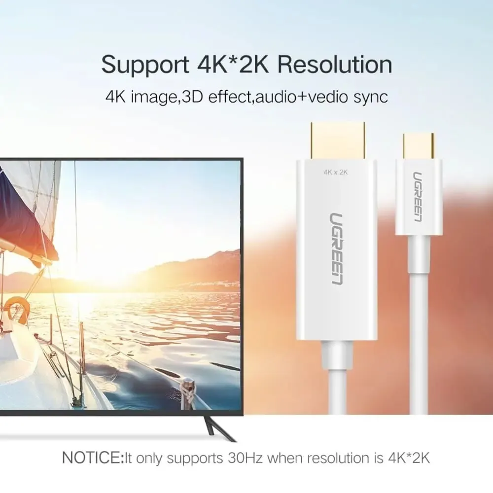 Ugreen 1.5m USB Type C Male To HDMI Male Cable With ABS Case 4k@30Hz (30841)