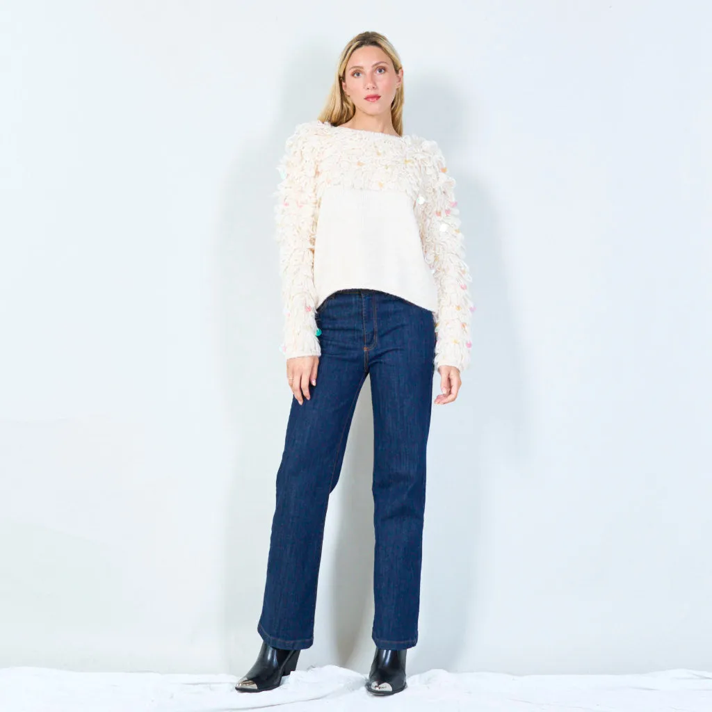 Unique loop yarn sweater with sequins wholesale