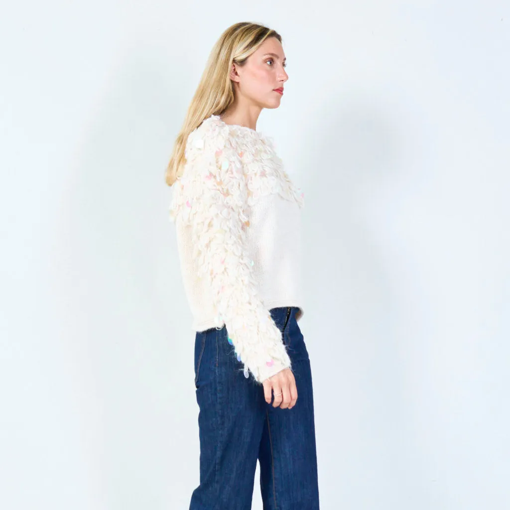 Unique loop yarn sweater with sequins wholesale