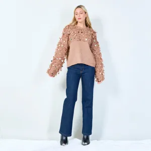Unique loop yarn sweater with sequins wholesale