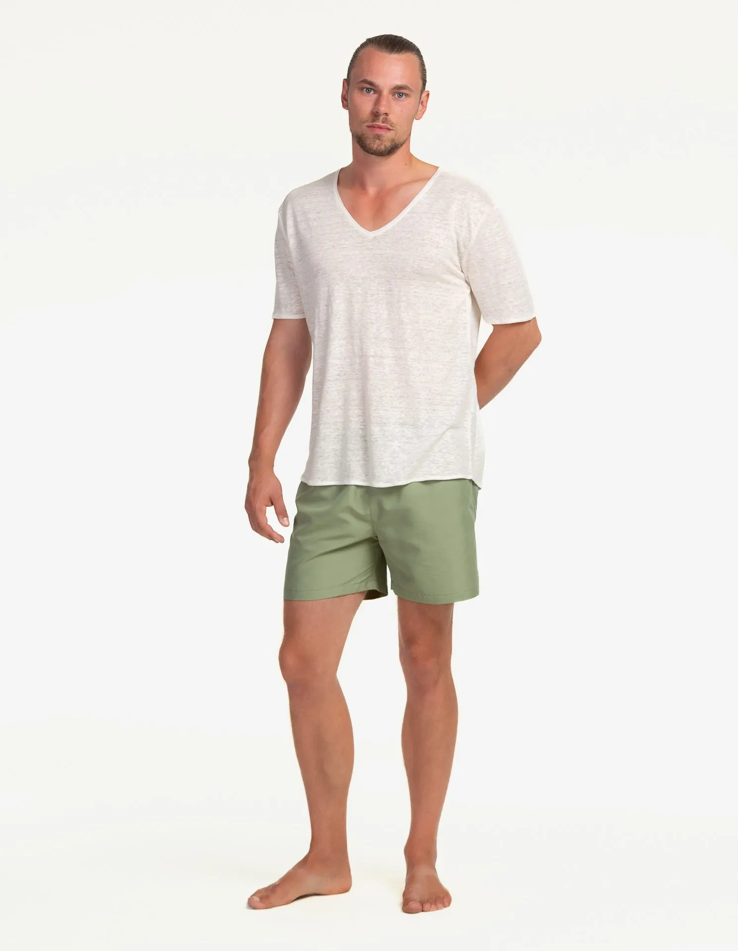 V-NECK LINEN BLANC