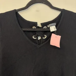 Venus Black Long Sleeve Lace Up Back Top Extra Large