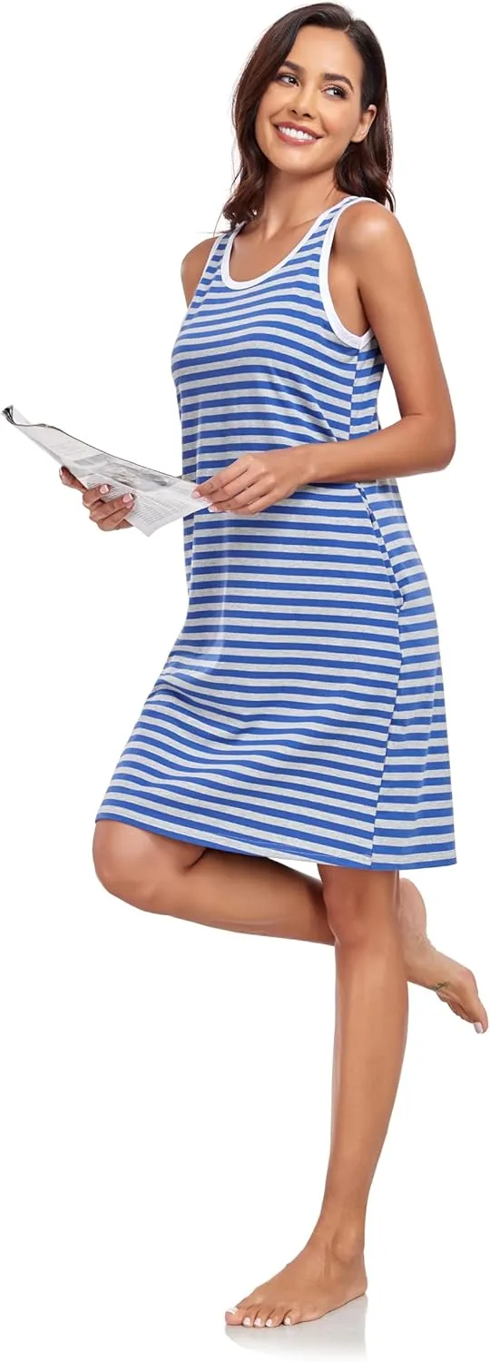 VintageClothing Womens Casual Summer Dress 2025 Loose Tank Striped T-Shirt Dresses Sleeveless Sundress with Pockets