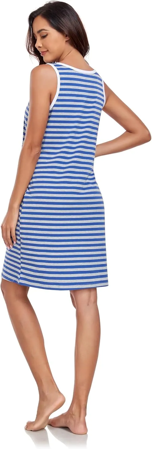 VintageClothing Womens Casual Summer Dress 2025 Loose Tank Striped T-Shirt Dresses Sleeveless Sundress with Pockets