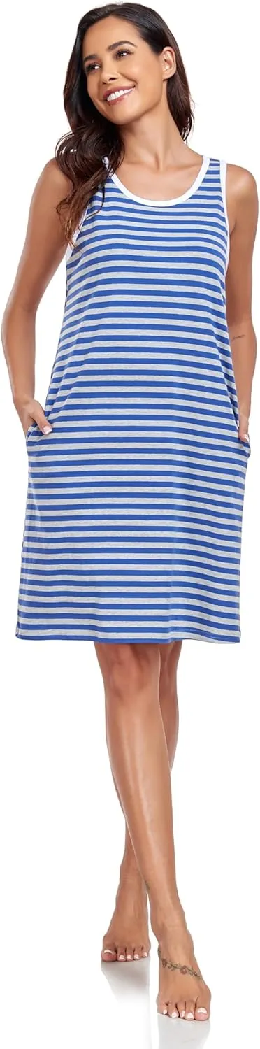 VintageClothing Womens Casual Summer Dress 2025 Loose Tank Striped T-Shirt Dresses Sleeveless Sundress with Pockets