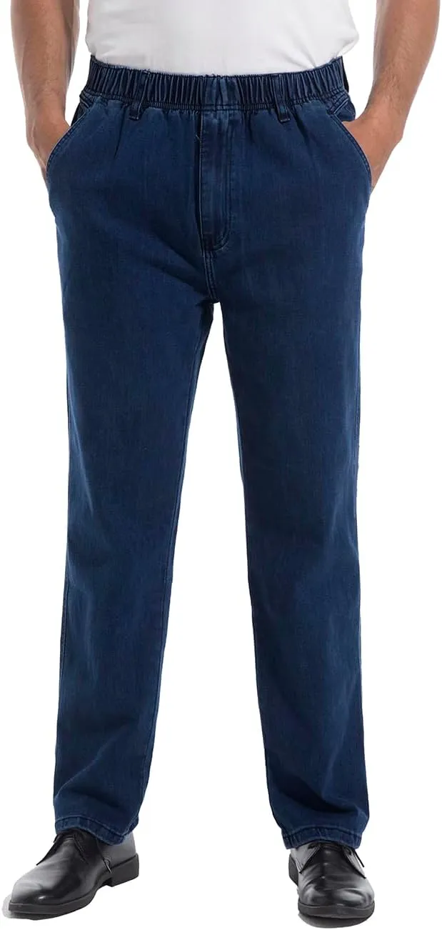 voeeron Mens Elastic Waist Jeans Relaxed Fit Denim Pants Casual Mens Elastic Waist Pants
