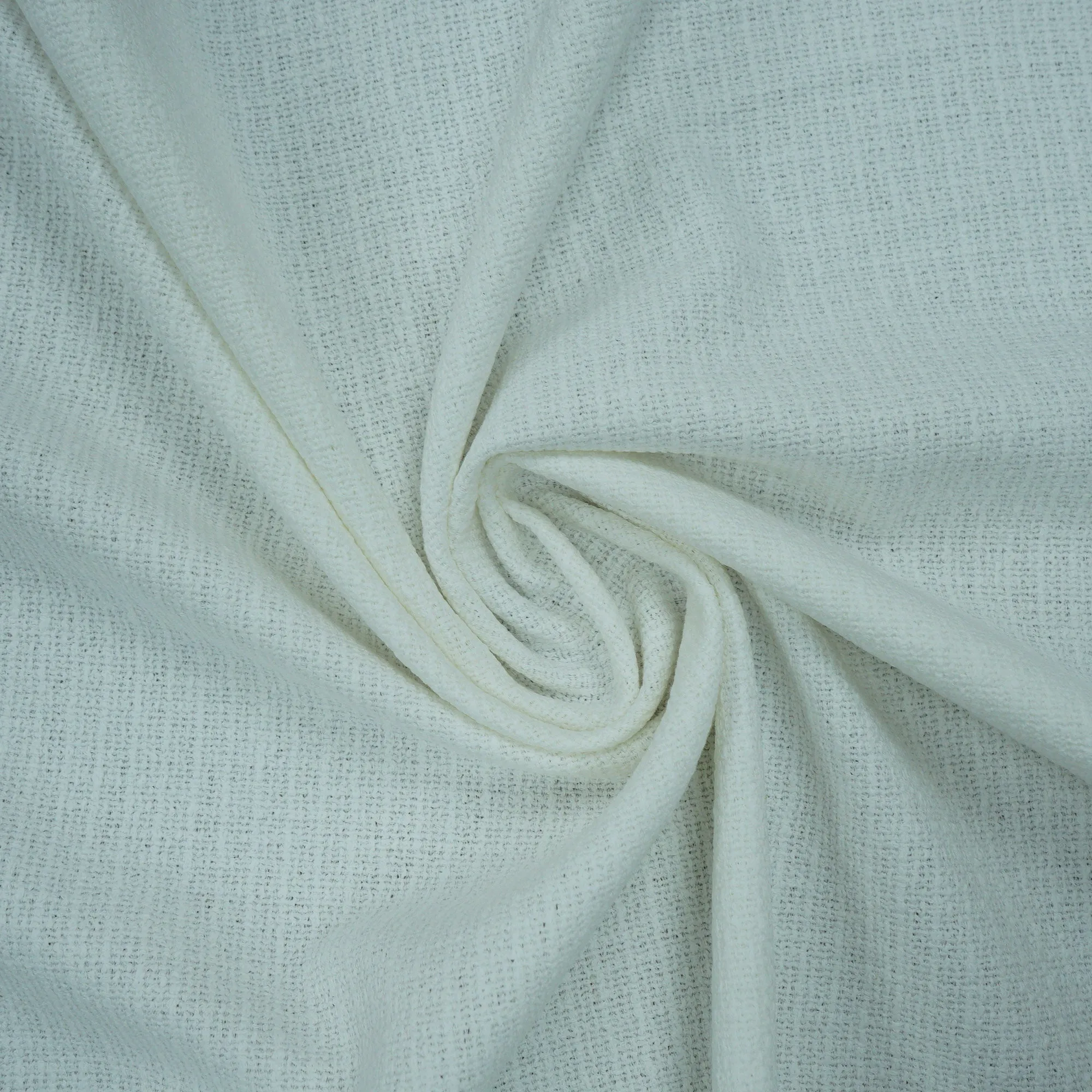 White Abstract Texture Threaded Tweed Boucle