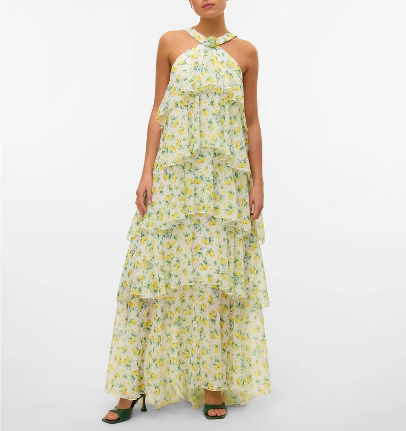 Women Backless Summer Dresses Ruffle Tiered Layed Chiffon Dresses Flowy Swing Floral Maxi Dress Beach Sundress