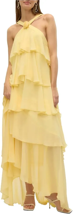 Women Backless Summer Dresses Ruffle Tiered Layed Chiffon Dresses Flowy Swing Floral Maxi Dress Beach Sundress