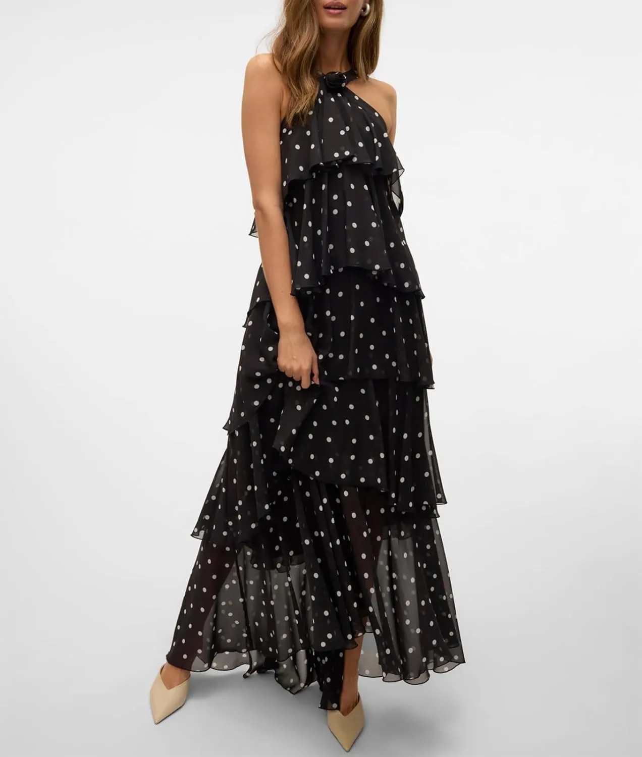 Women Backless Summer Dresses Ruffle Tiered Layed Chiffon Dresses Flowy Swing Floral Maxi Dress Beach Sundress