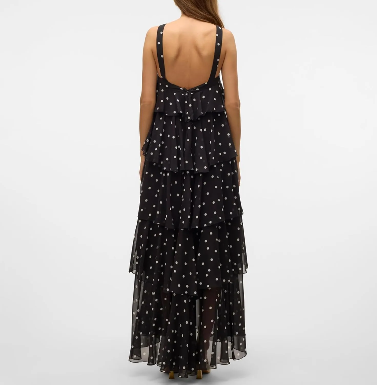 Women Backless Summer Dresses Ruffle Tiered Layed Chiffon Dresses Flowy Swing Floral Maxi Dress Beach Sundress