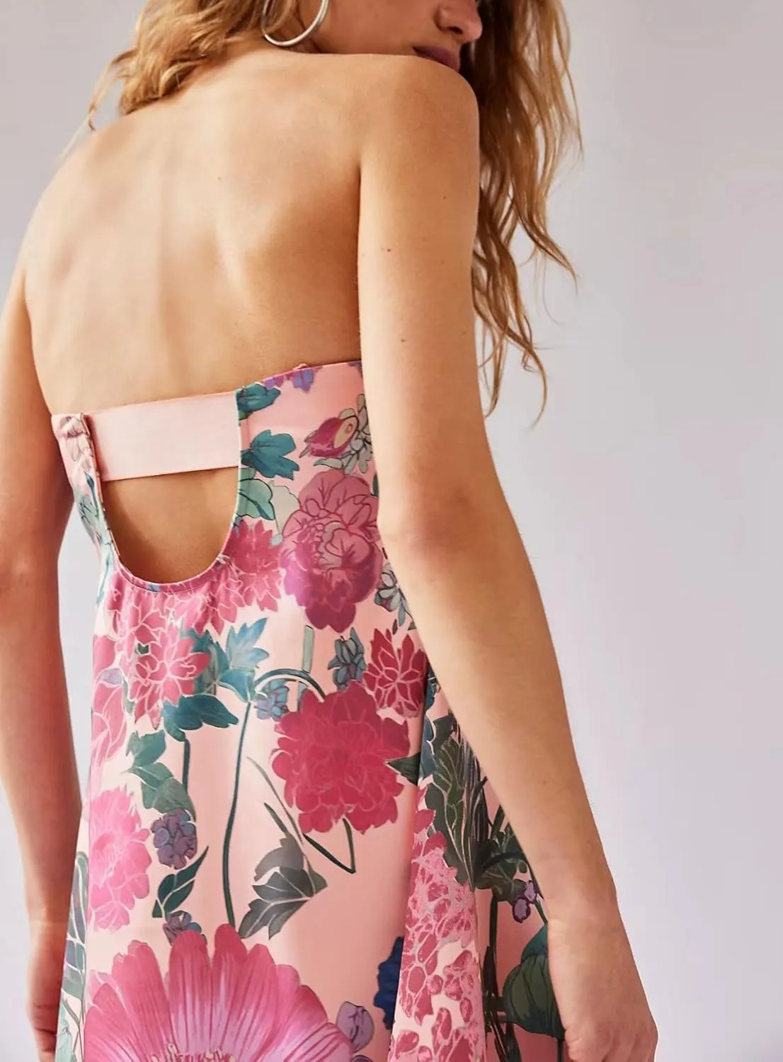 Women Floral Maxi Dress Sexy Spaghetti Strap Sleeveless Backless A-Line Flowy Long Dresses Summer Sundress
