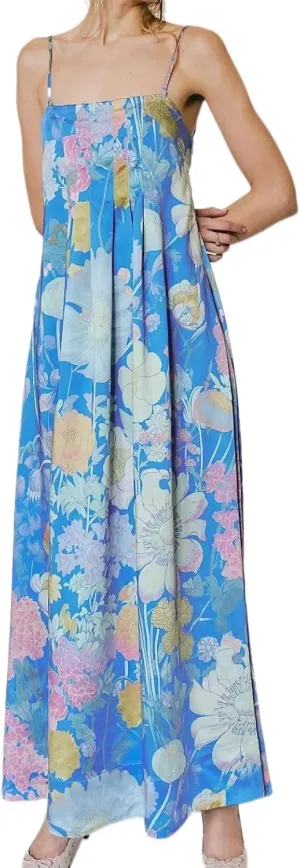 Women Floral Maxi Dress Sexy Spaghetti Strap Sleeveless Backless A-Line Flowy Long Dresses Summer Sundress
