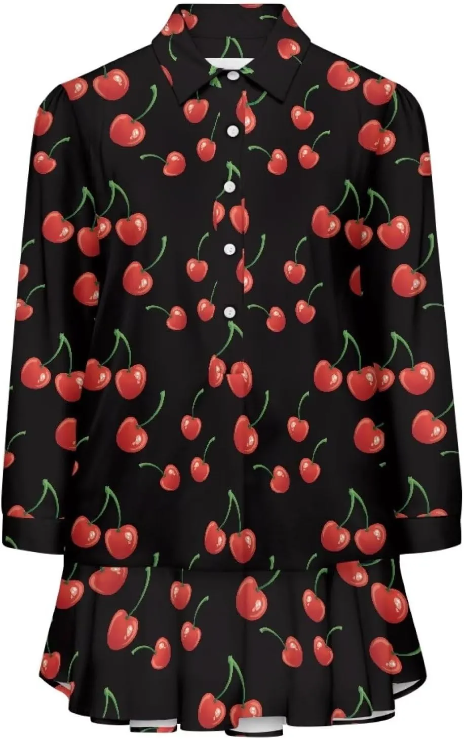 Women' s Button Down Shirt Mini Dress with Pockets Long Sleeve Loose Fit Short Dress Flowy Ruffle Hem Dresses