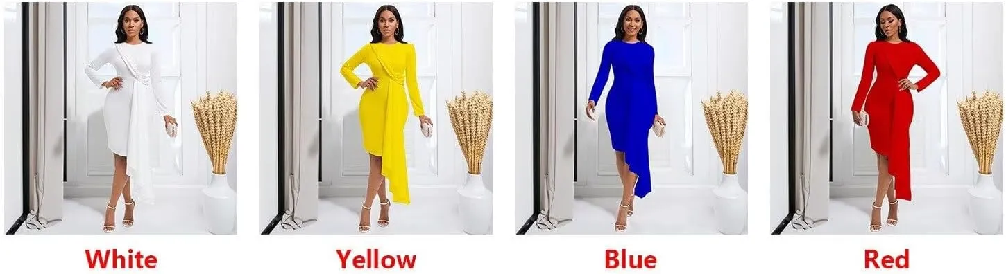 Women's Bodycon Pencil Dress for Cocktail Party Long Sleeve Elegant Midi Dresses Fitted Vintage Church Dresses