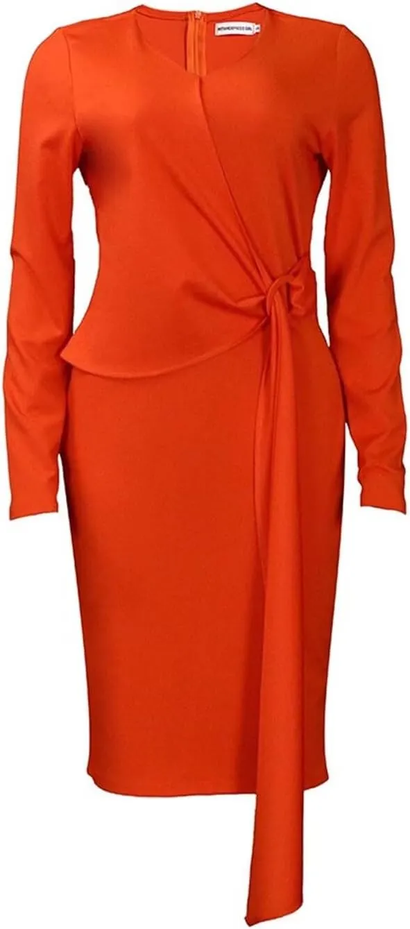 Women's Bodycon Pencil Dress for Cocktail Party Long Sleeve Elegant Midi Dresses Fitted Vintage Church Dresses