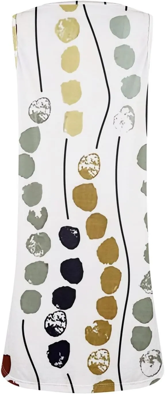 Women's Casual Bohemian Dresses Floral Print Evening Wear Sleeveless Beach Sundress Adjustable Button Clubwear Dress