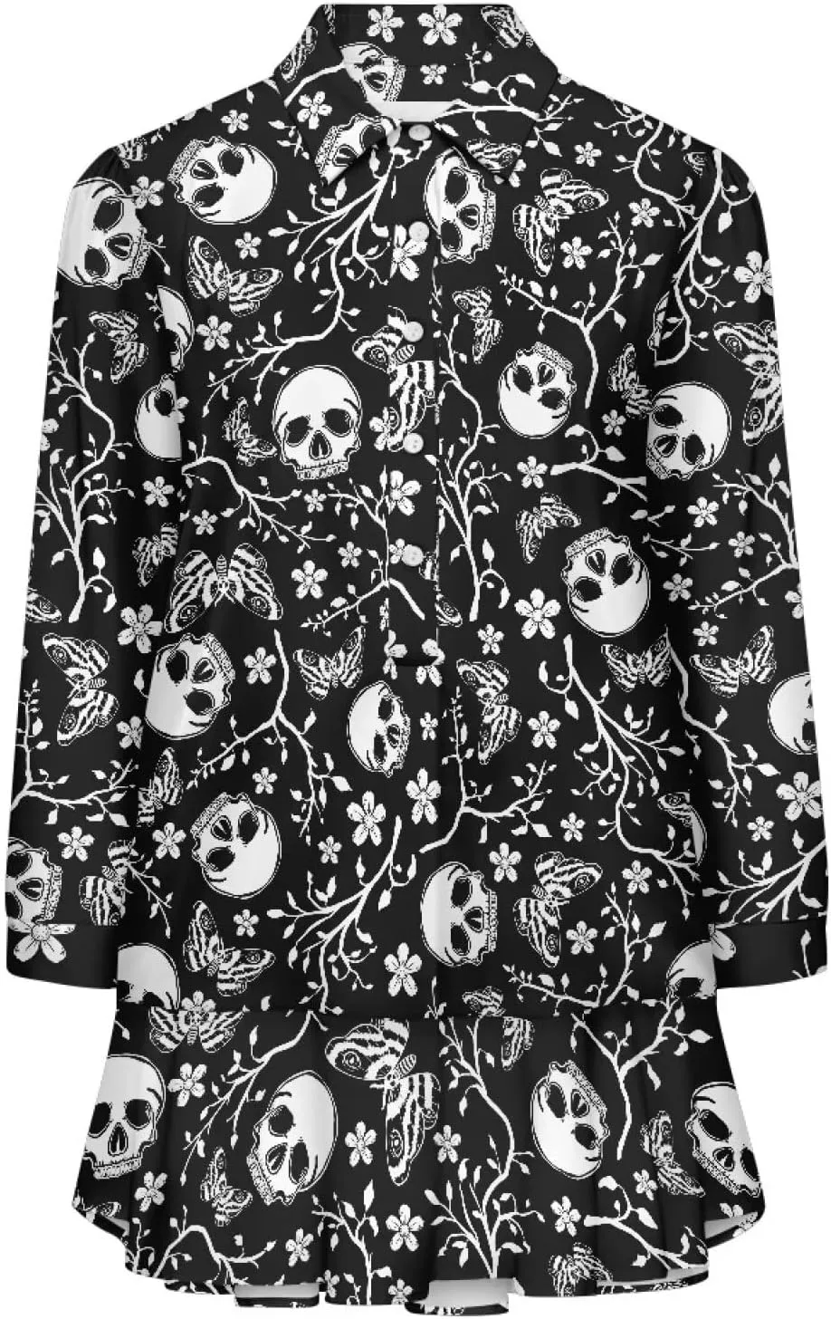 Womens Casual Fall Dress T Shirt Dresses Long Sleeve Loose Button Down Flowy Ruffle Hem Dress with Pockets